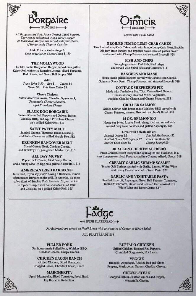 Molly's Pub - Lancaster, PA menu_pic