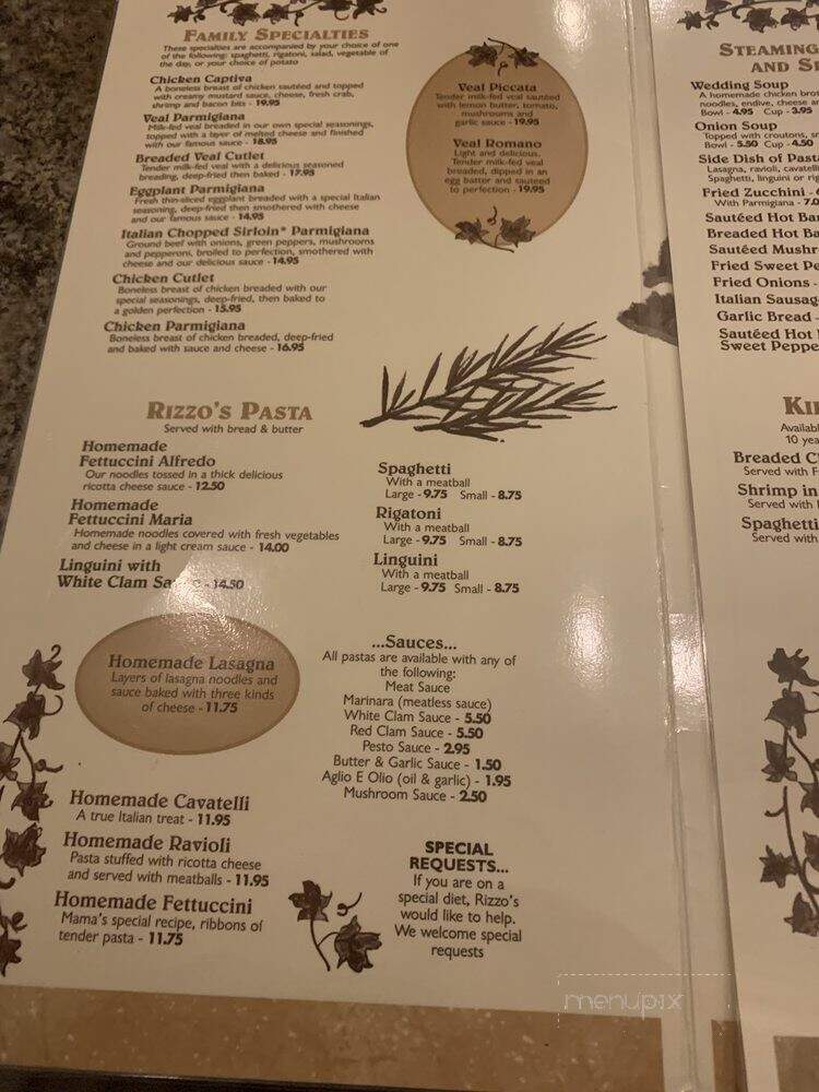 Rizzo's Restaurant - Windber, PA menu_pic
