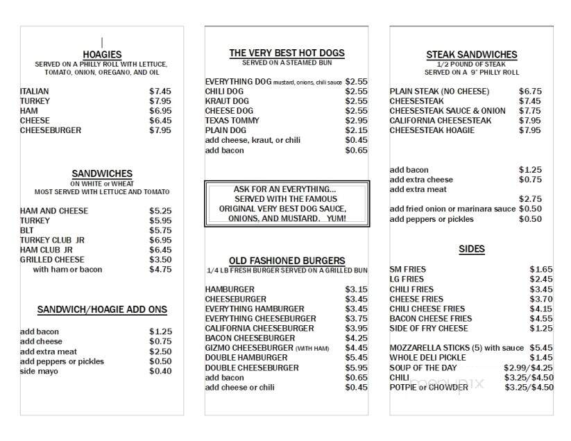 Very Best Wiener Shop - Pottstown, PA menu_pic