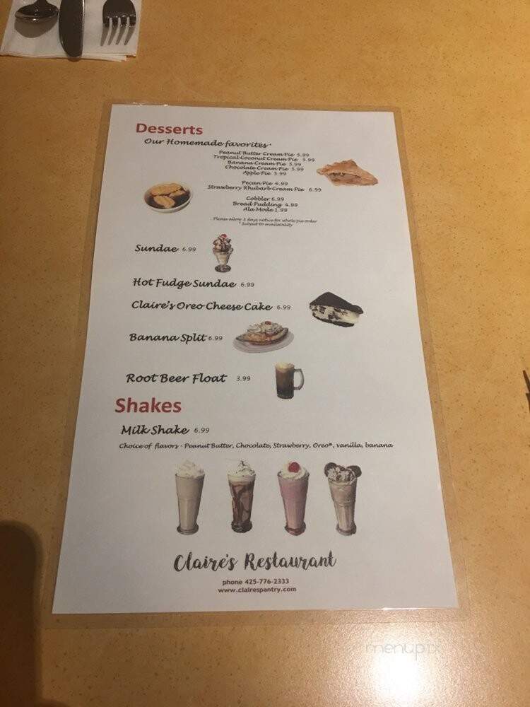 Claire's Pantry - Edmonds, WA menu_pic