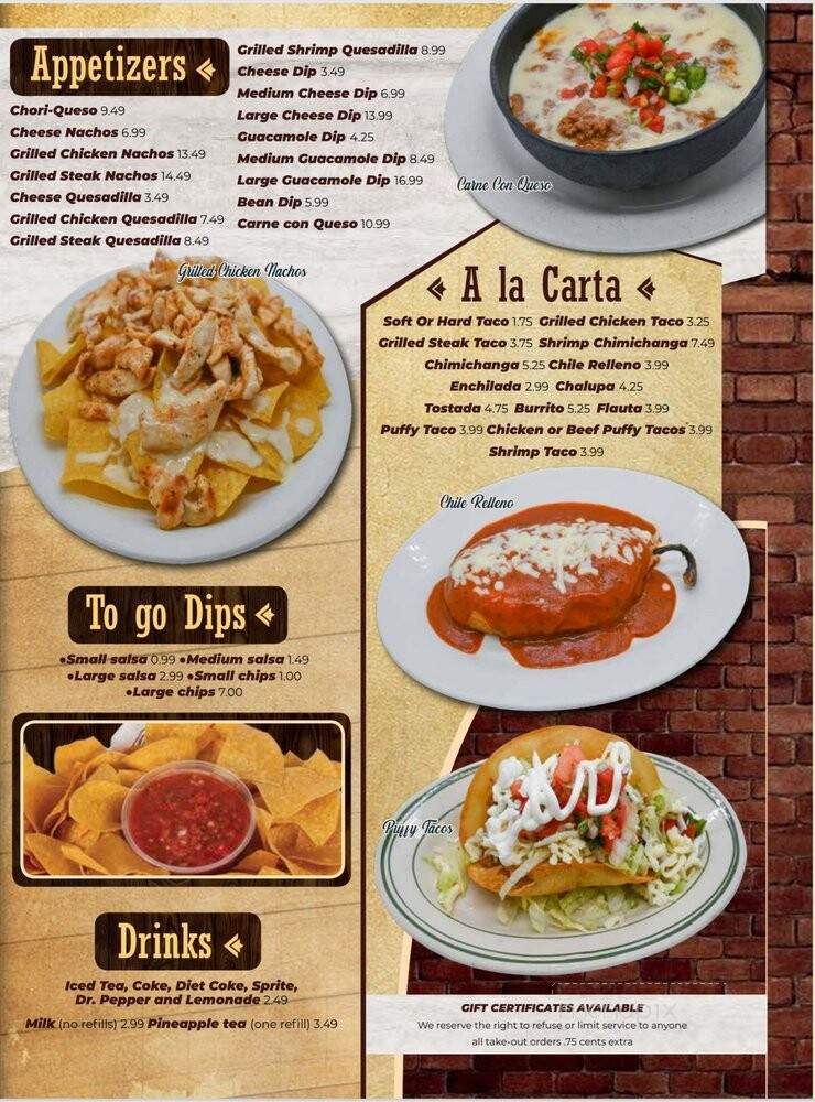 Casa Blanca - Madison, AL menu_pic