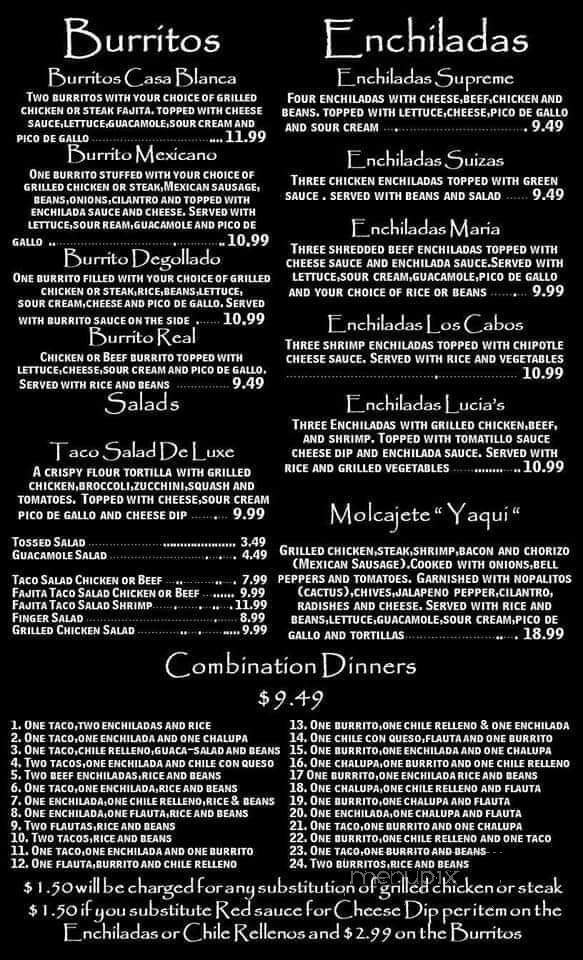 Casa Blanca - Madison, AL menu_pic