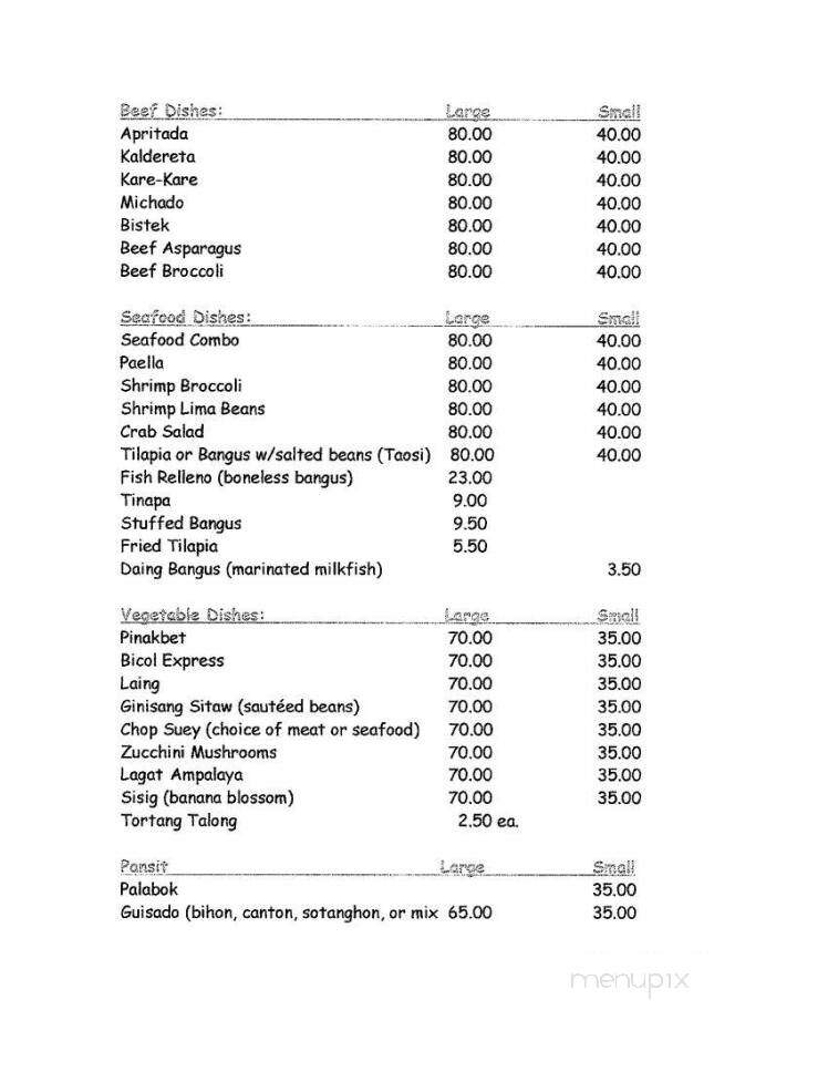 Lola's Kusina - Marina, CA menu_pic
