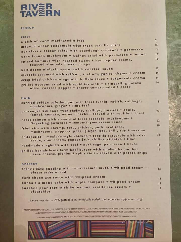 River Tavern - Chester, CT menu_pic