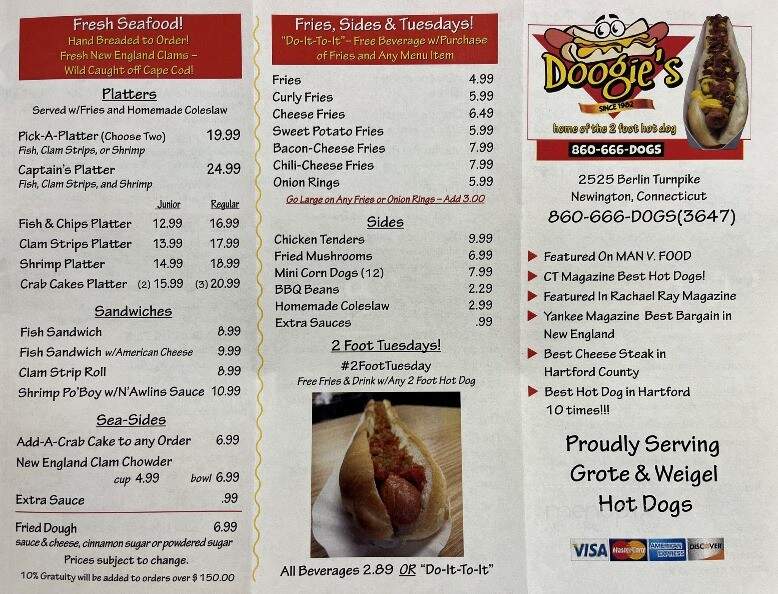 Doogie's - Newington, CT menu_pic