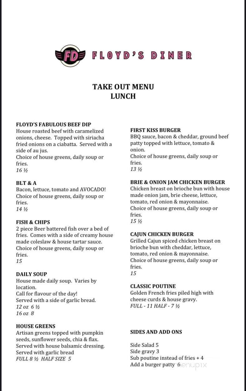 Floyd's Diner - Langford, BC menu_pic