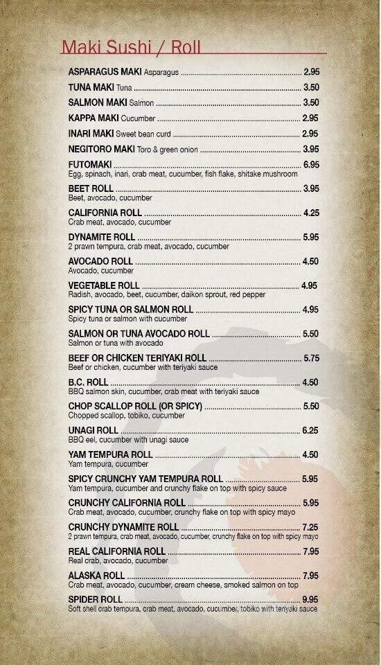 Sushi Wara - Delta, BC menu_pic
