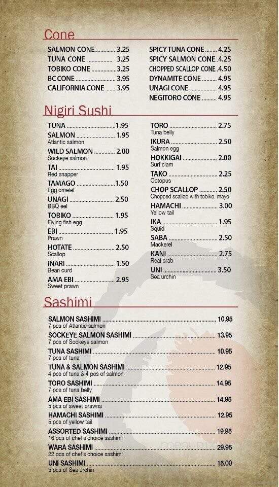 Sushi Wara - Delta, BC menu_pic