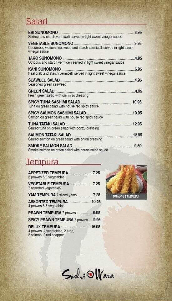 Sushi Wara - Delta, BC menu_pic