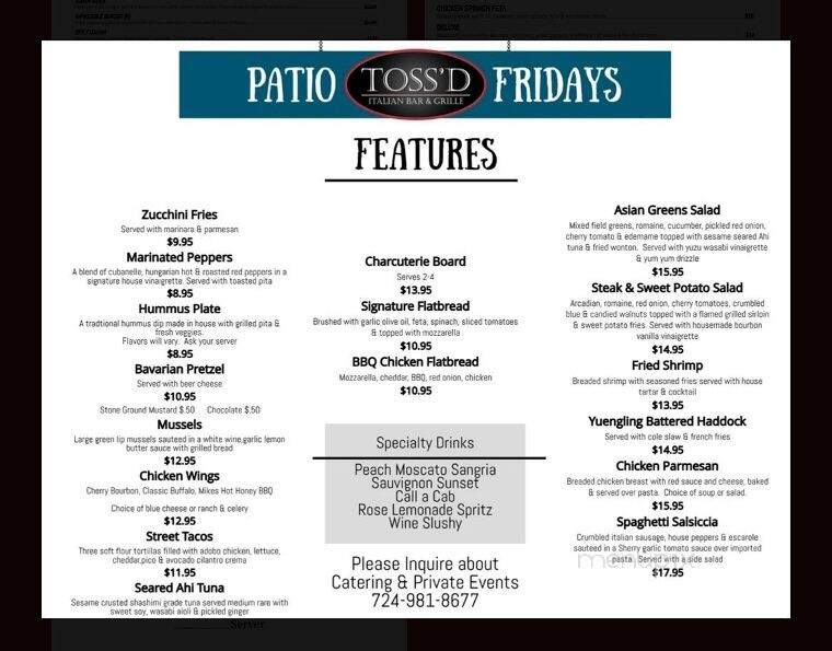Toss'd - Hermitage, PA menu_pic