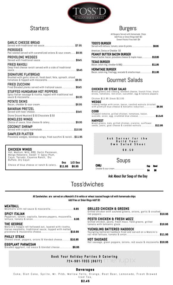 Toss'd - Hermitage, PA menu_pic
