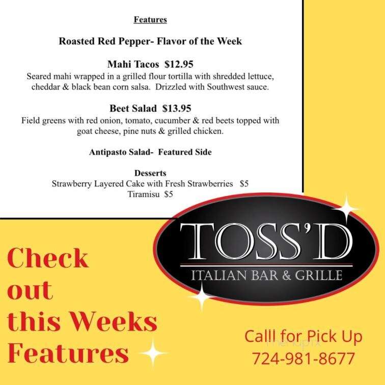 Toss'd - Hermitage, PA menu_pic
