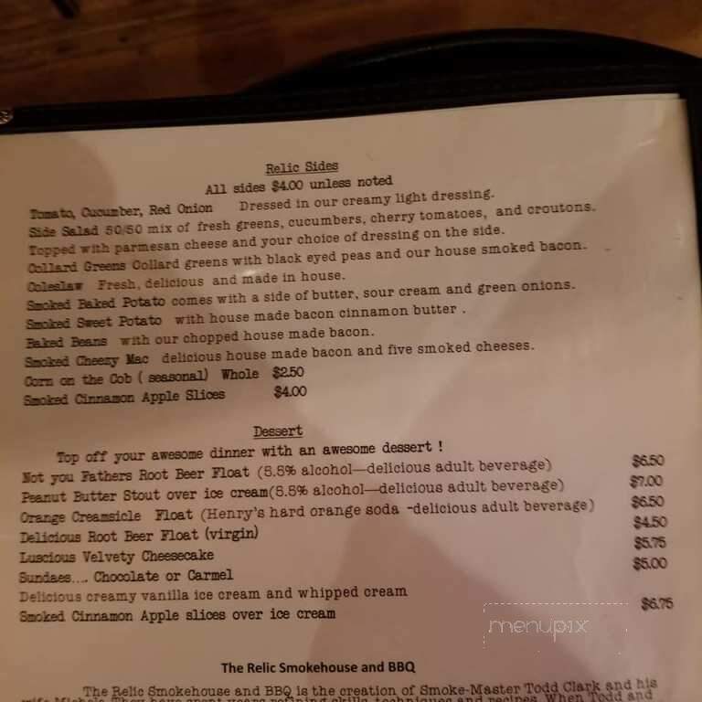 The Relic Smokehouse And Pub - Coeur d'Alene, ID menu_pic