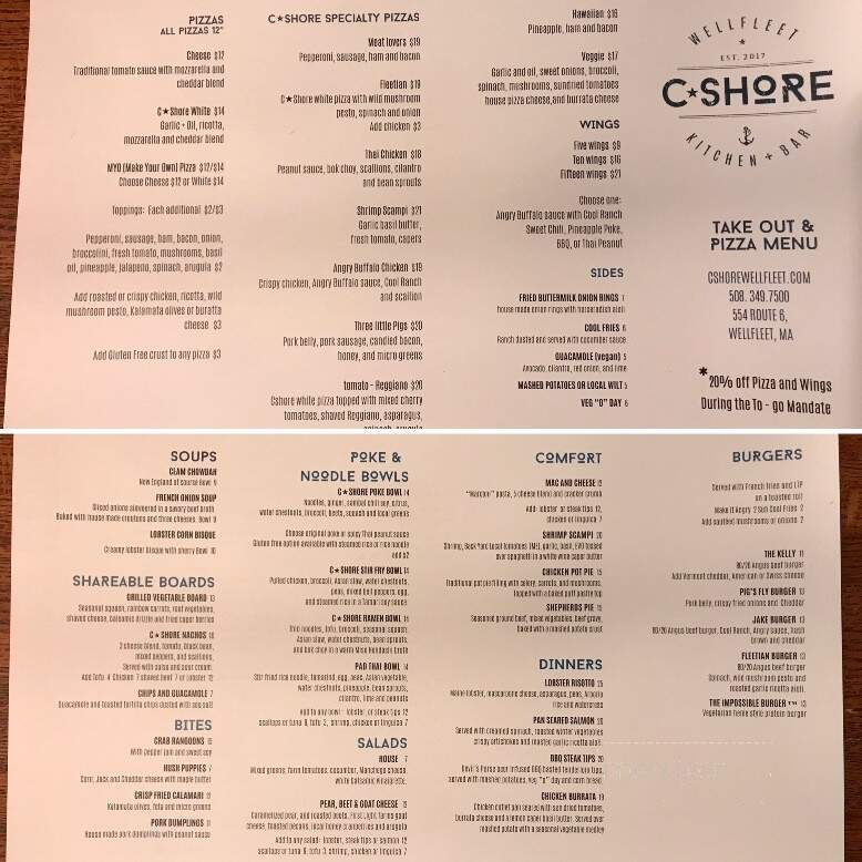 C Shore - Wellfleet, MA menu_pic