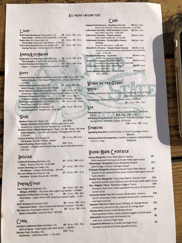 Fluid State Beer Garden - Ventura, CA menu_pic