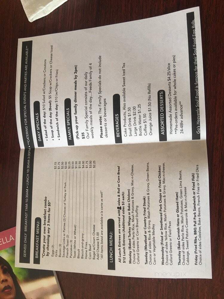 GG's Heavenly Soul Food - Ocala, FL menu_pic