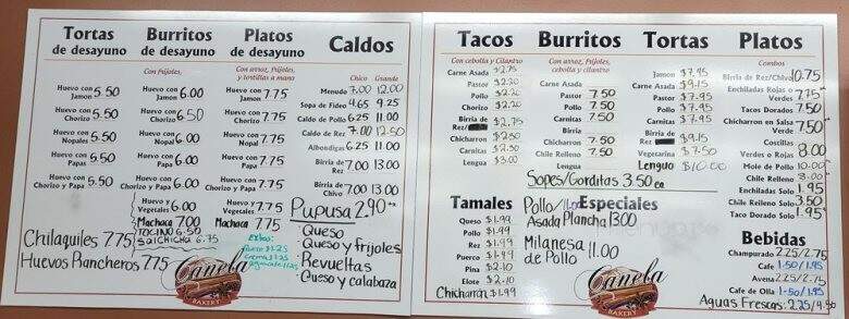 Canela Bakery - Montebello, CA menu_pic