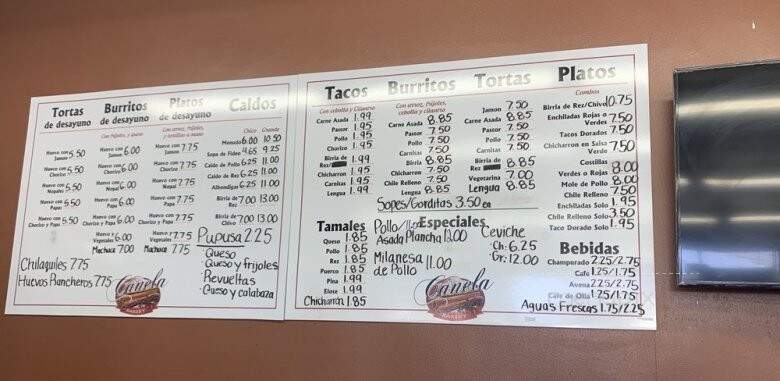 Canela Bakery - Montebello, CA menu_pic