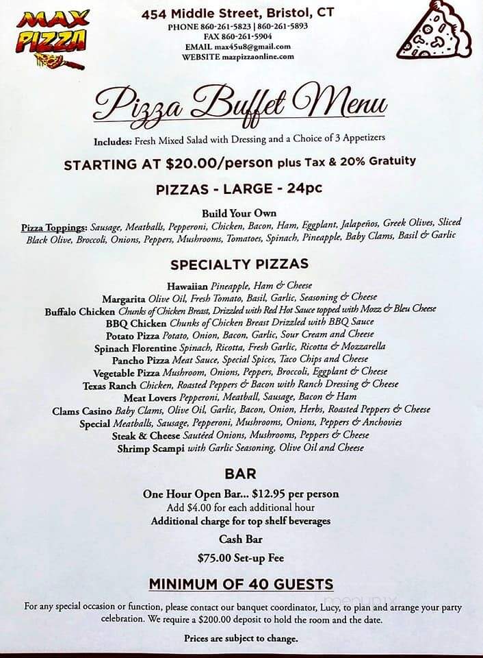 Max Pizza IV - Bristol, CT menu_pic