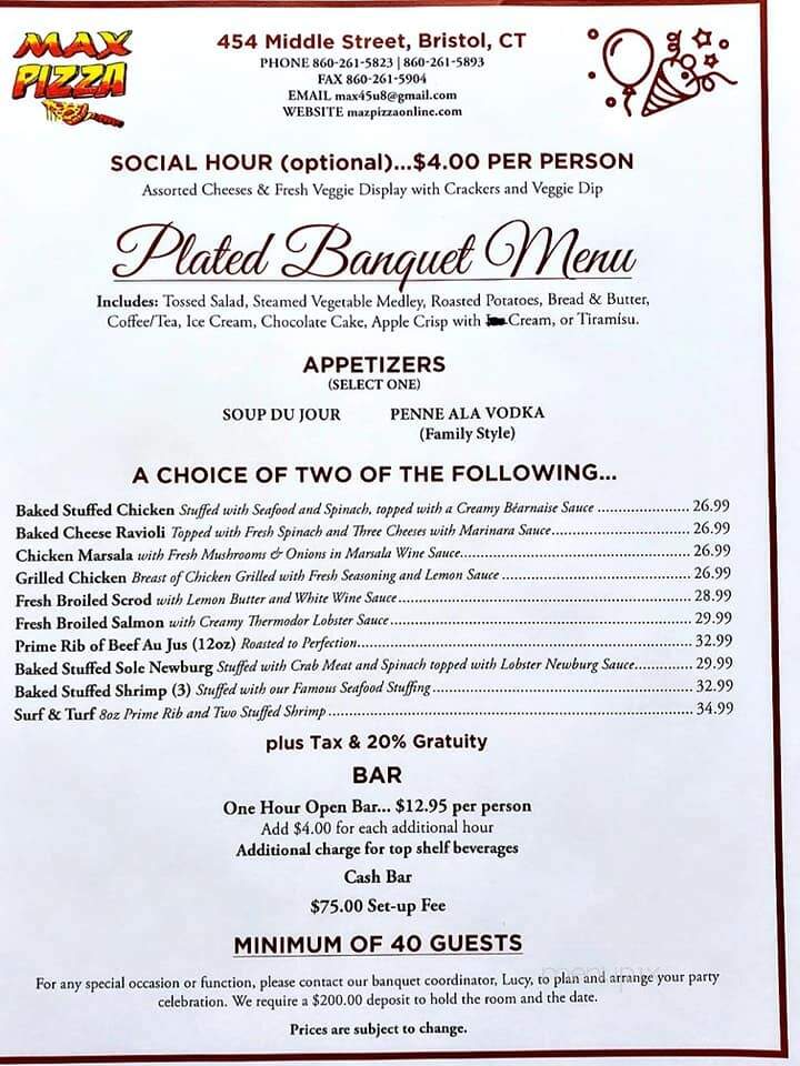 Max Pizza IV - Bristol, CT menu_pic