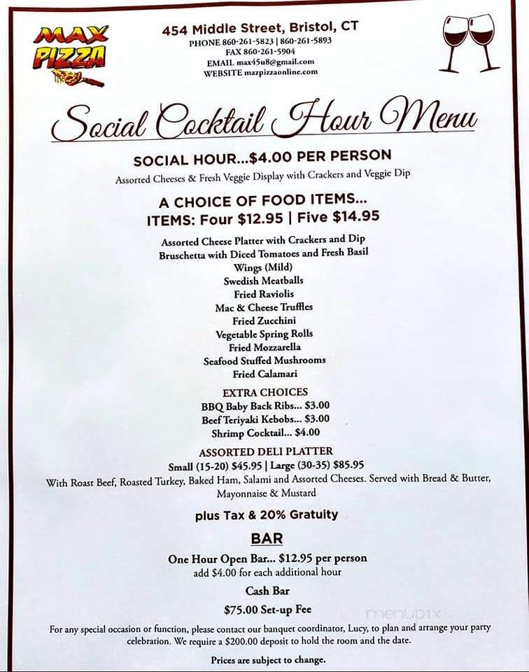 Max Pizza IV - Bristol, CT menu_pic