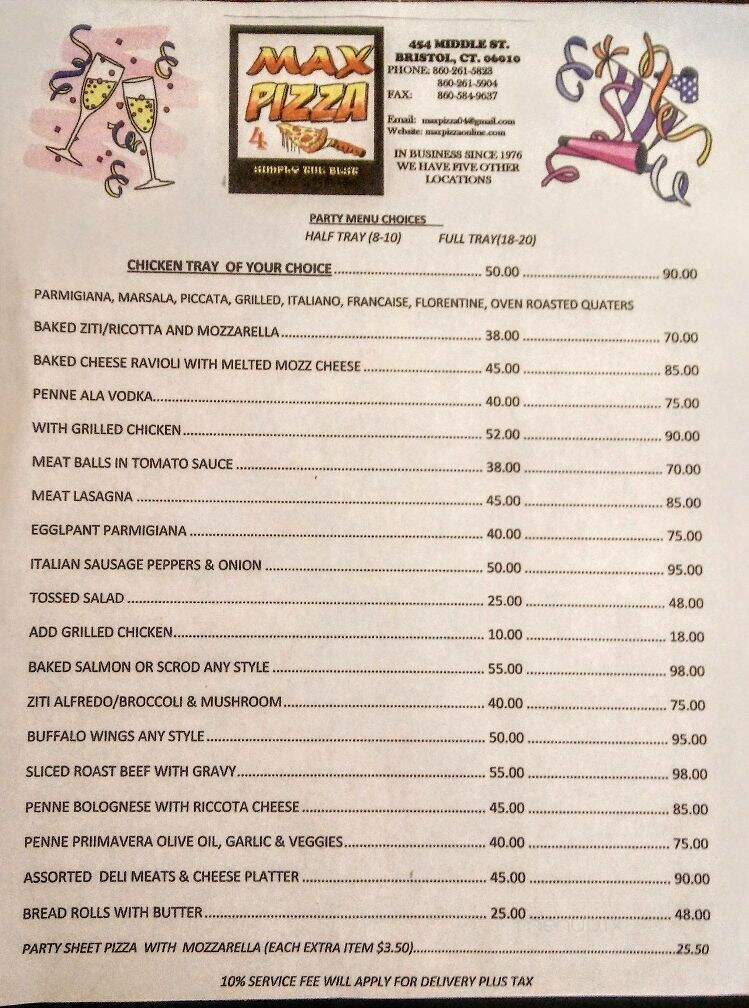 Max Pizza IV - Bristol, CT menu_pic