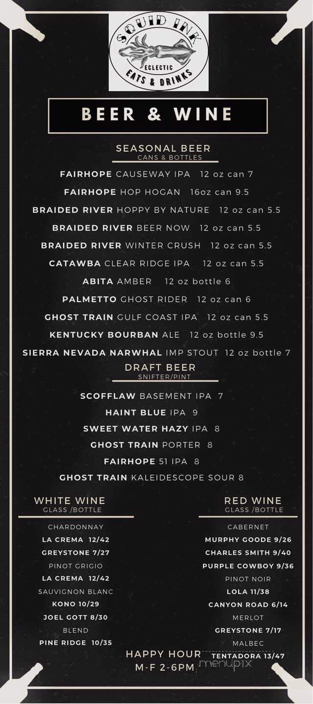 Squid Ink Eclectic Eats & Drinks - Mobile, AL menu_pic