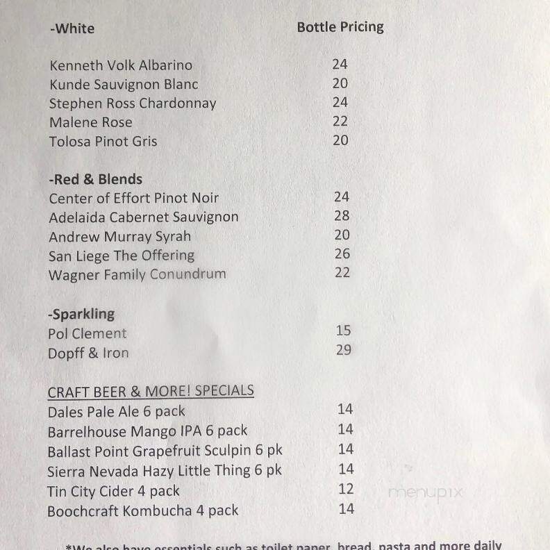 Taste! Craft Eatery - Paso Robles, CA menu_pic