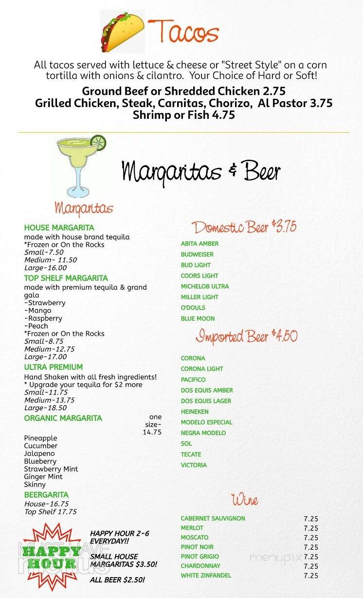 Cilantros Mexican Cuisine - Covington, LA menu_pic
