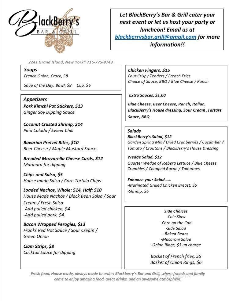 Blackberry's Bar & Grill - Grand Island, NY menu_pic