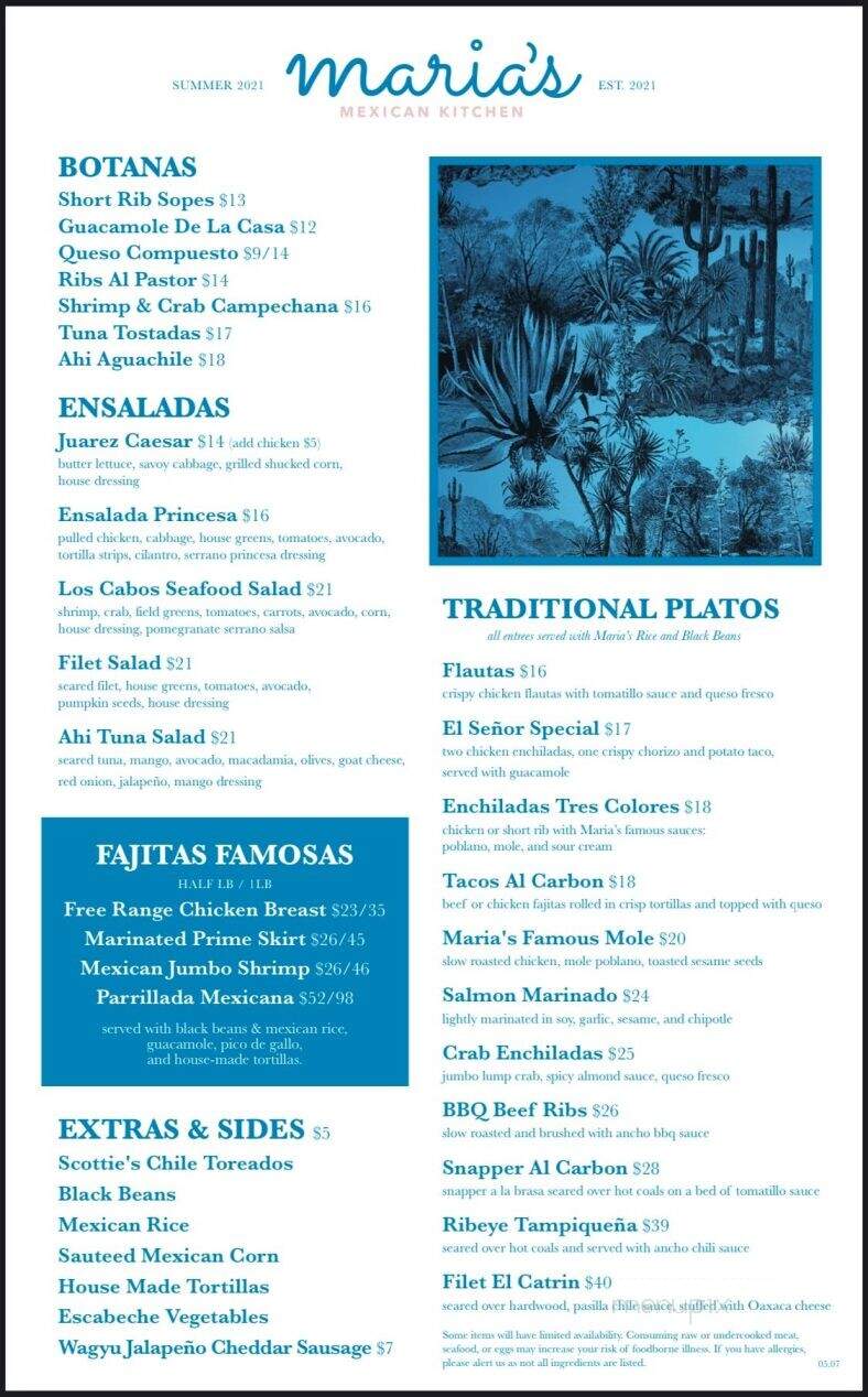 Maria's Mexican Kitchen - Fort Worth, TX menu_pic