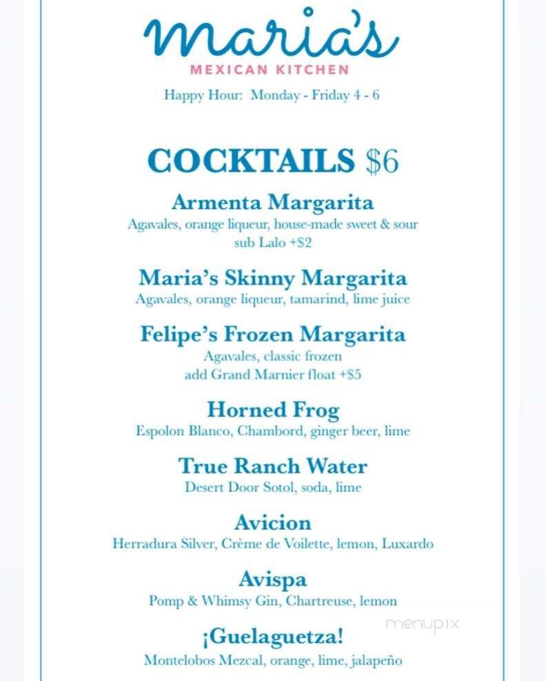 Maria's Mexican Kitchen - Fort Worth, TX menu_pic