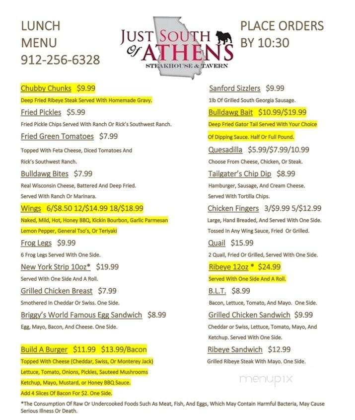 Just South of Athens - Jesup, GA menu_pic