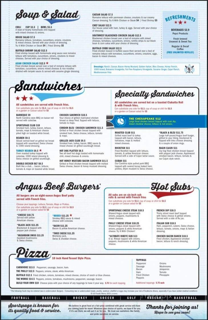 Sports Page Bar and Grill - Manakin-Sabot, VA menu_pic