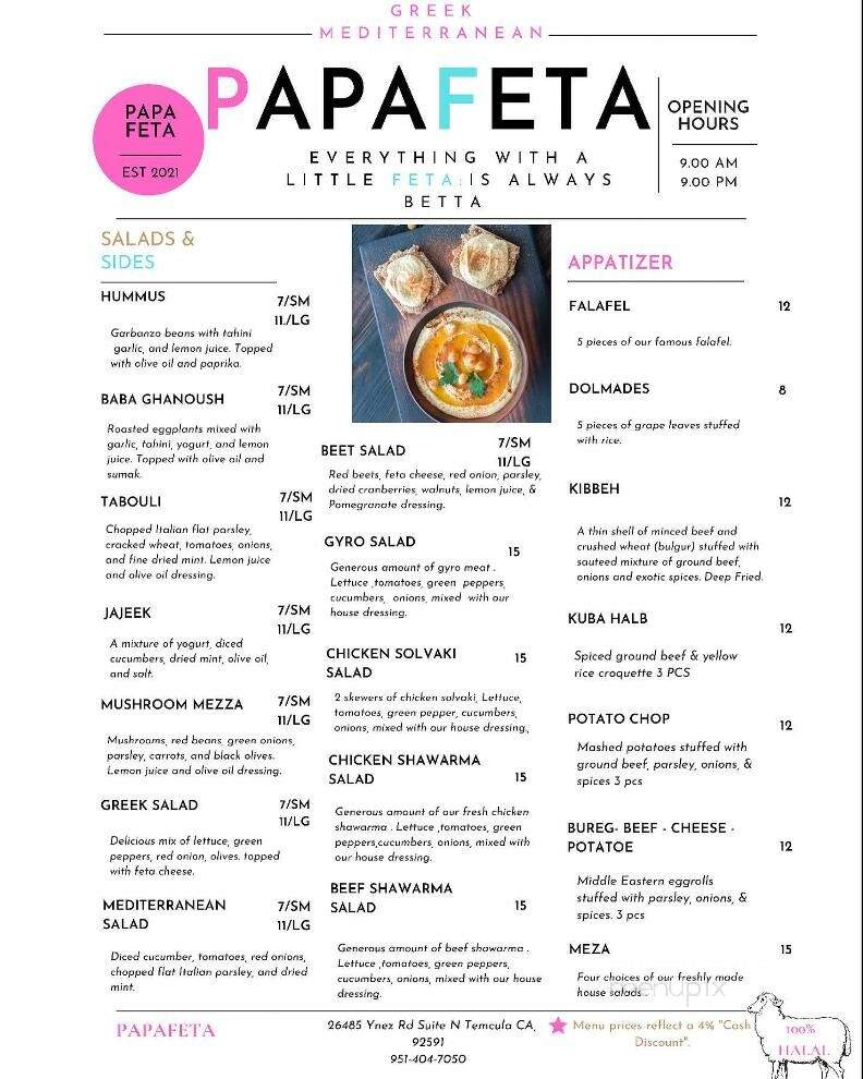 Papafeta - Temecula, CA menu_pic