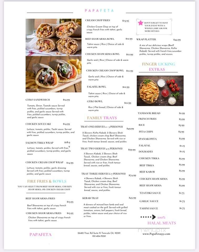 Papafeta - Temecula, CA menu_pic