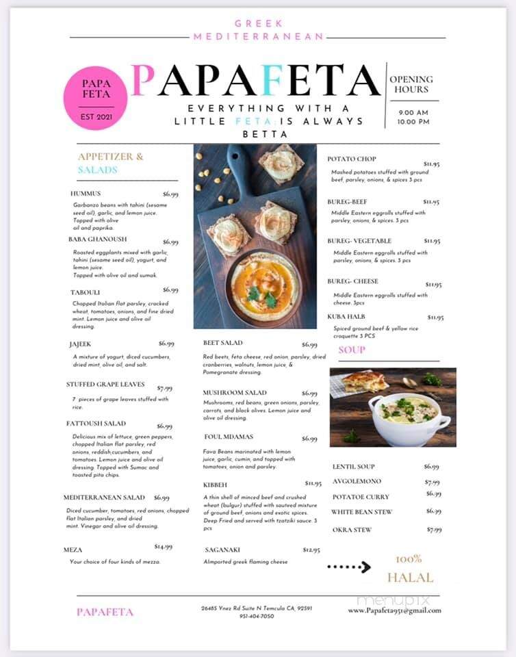 Papafeta - Temecula, CA menu_pic