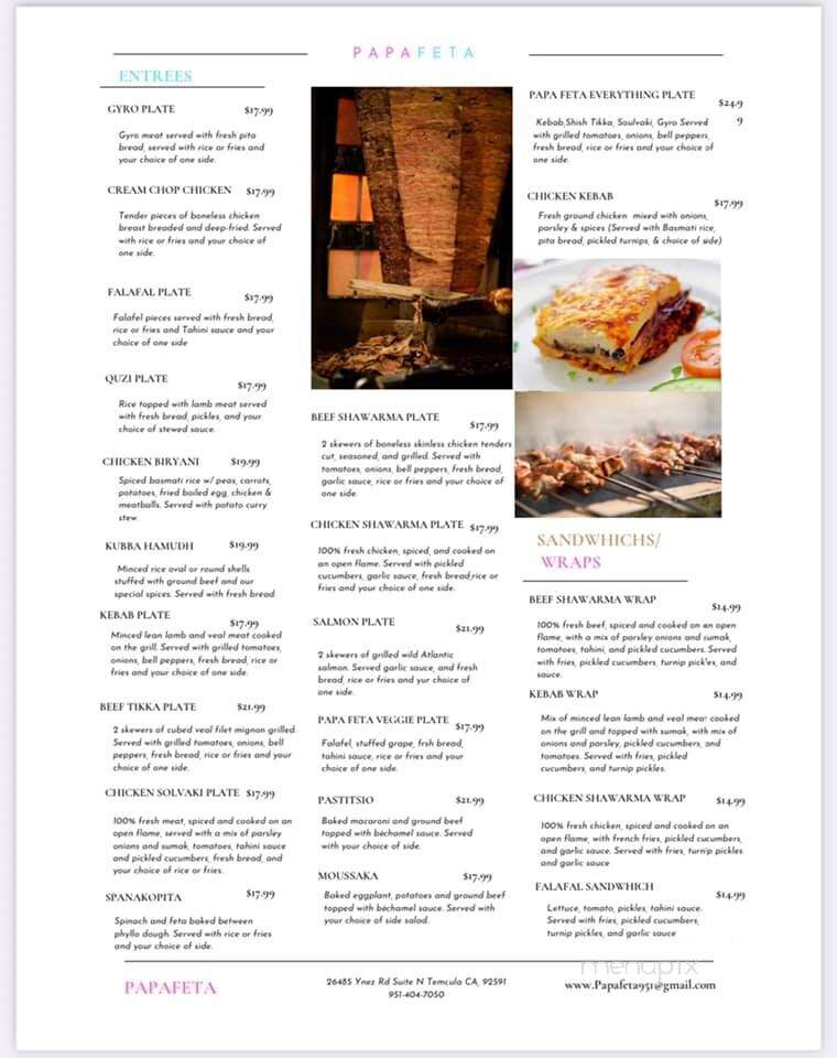 Papafeta - Temecula, CA menu_pic