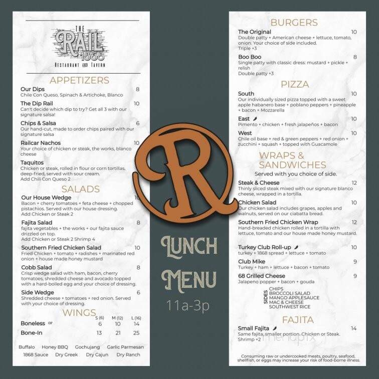 The Rail 1868 Restaurant and Tavern - Lebanon, MO menu_pic