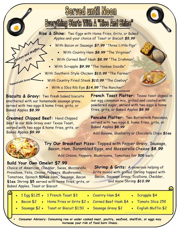 Chicken Coop Country Diner - Corolla, NC menu_pic