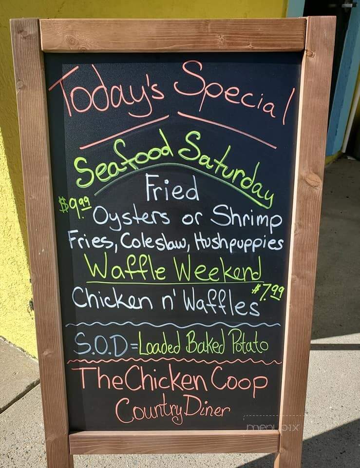 Chicken Coop Country Diner - Corolla, NC menu_pic