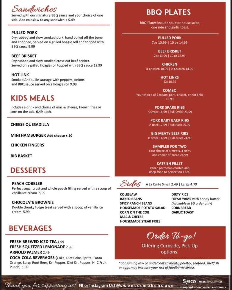 Sweet's Smokehouse Bar & Grill - Hemet, CA menu_pic
