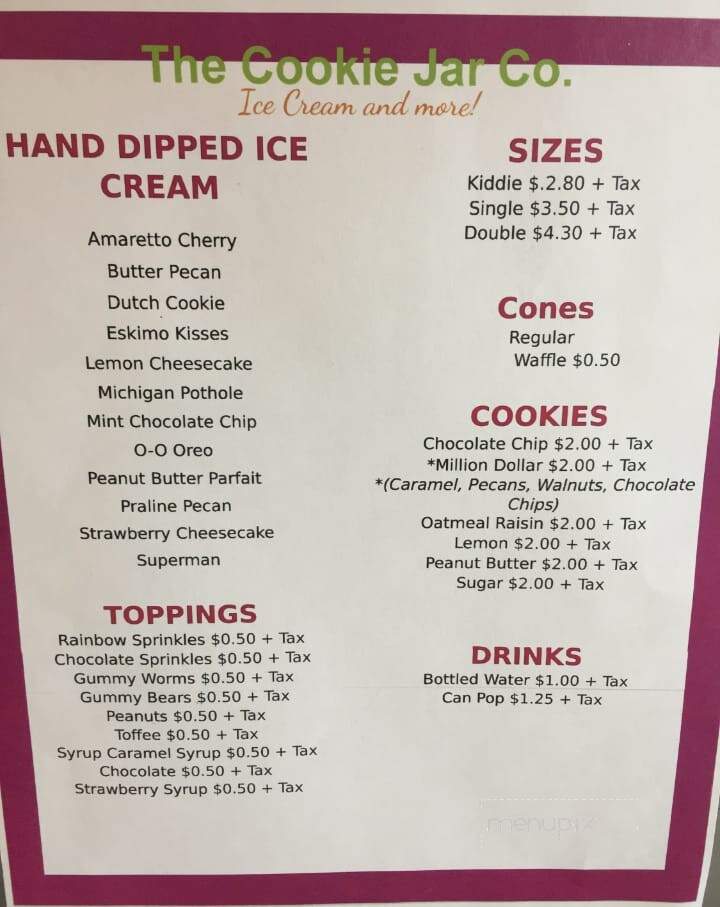 The Cookie Jar - Flint, MI menu_pic