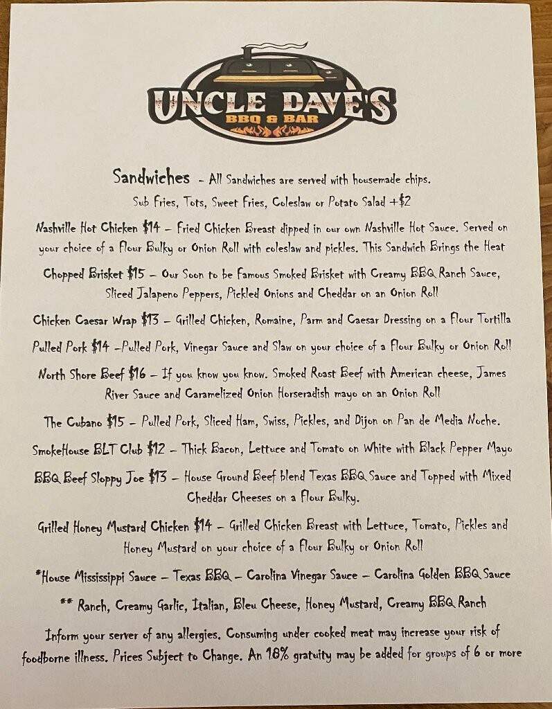 Uncle Dave's BBQ and Bar - Sandwich, MA
