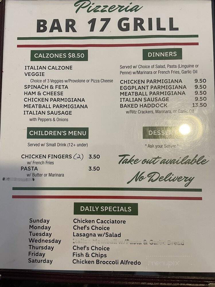 Grill 17 - Seabrook, NH menu_pic