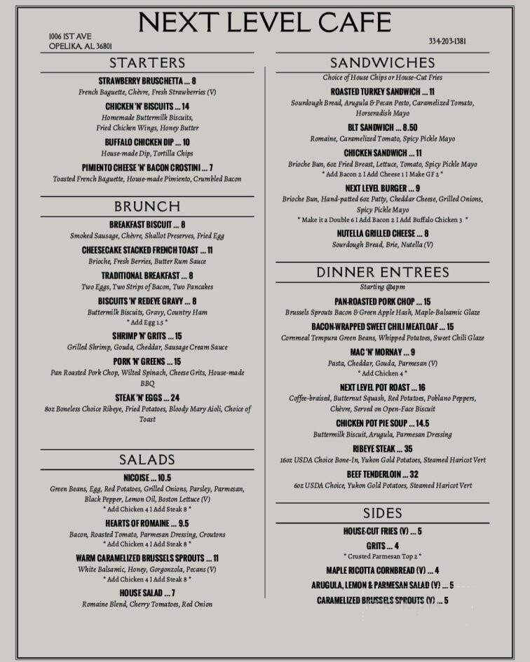 Next Level Cafe - Opelika, AL menu_pic
