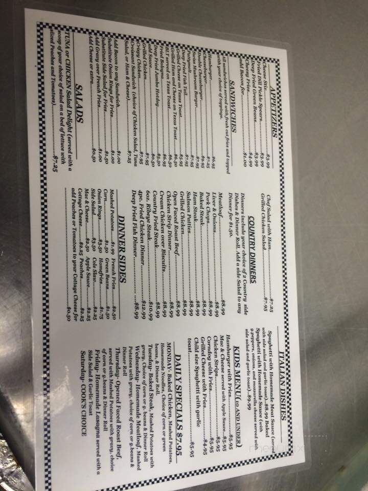 Tonya's Country Kitchen - Williamstown, WV menu_pic