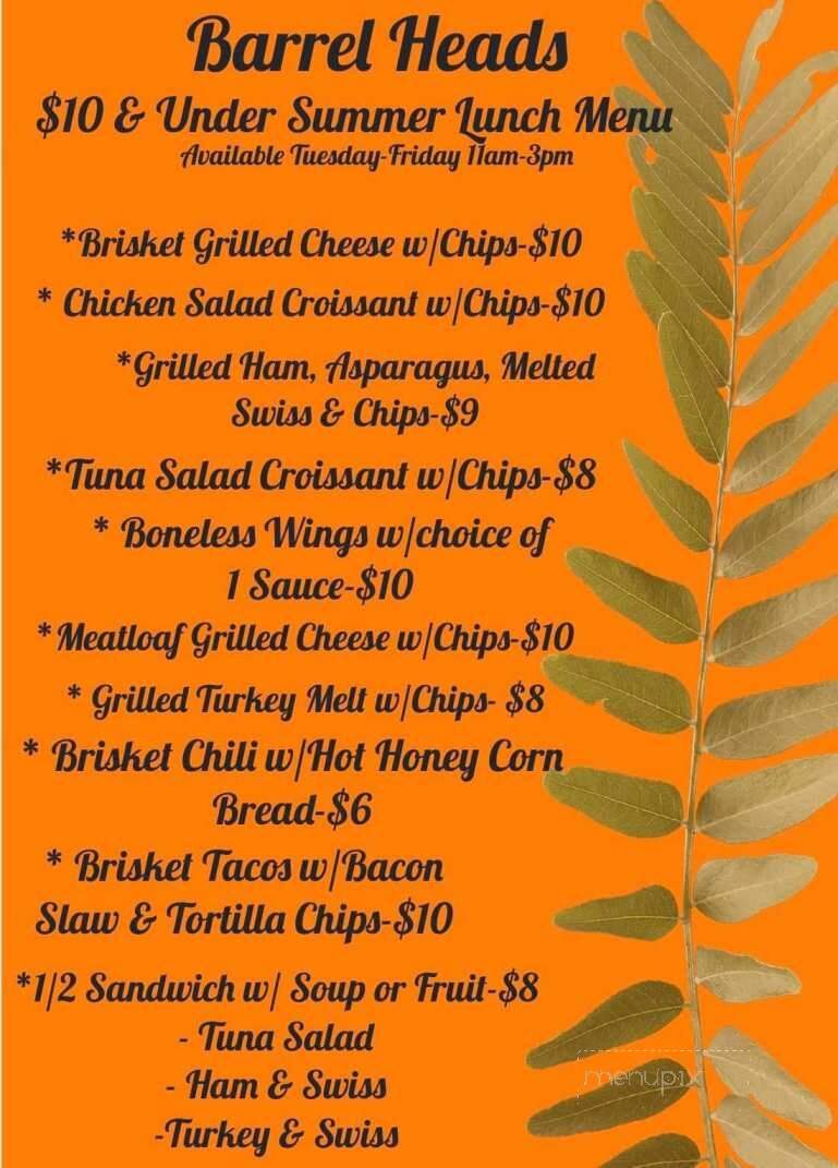 Barrel Heads - Lawrenceburg, IN menu_pic