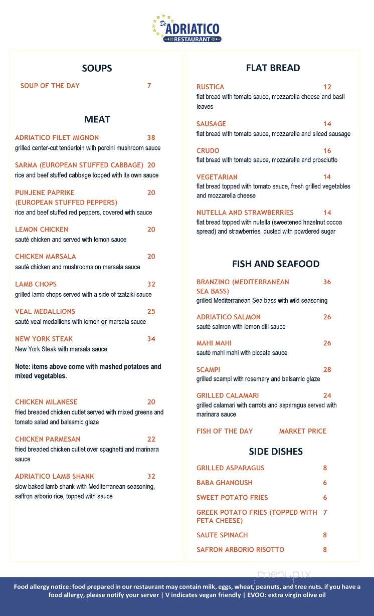 De Adriatico Restaurant - Fort Myers, FL menu_pic