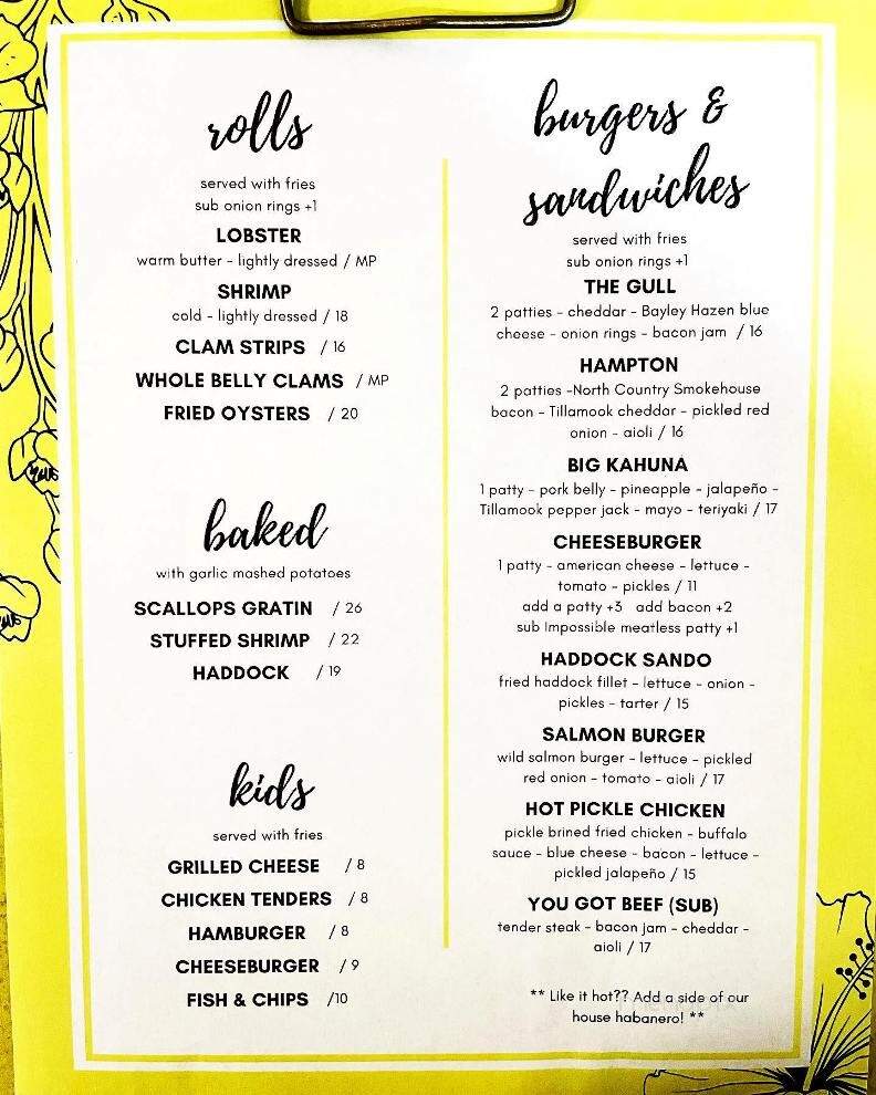 The Laughing Gull Seafood & Burger Bar - Keene, NH menu_pic